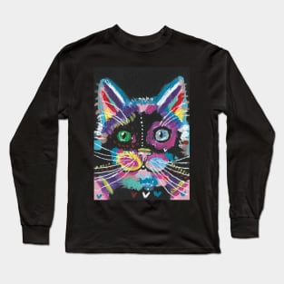 Cute colorful cat face Long Sleeve T-Shirt